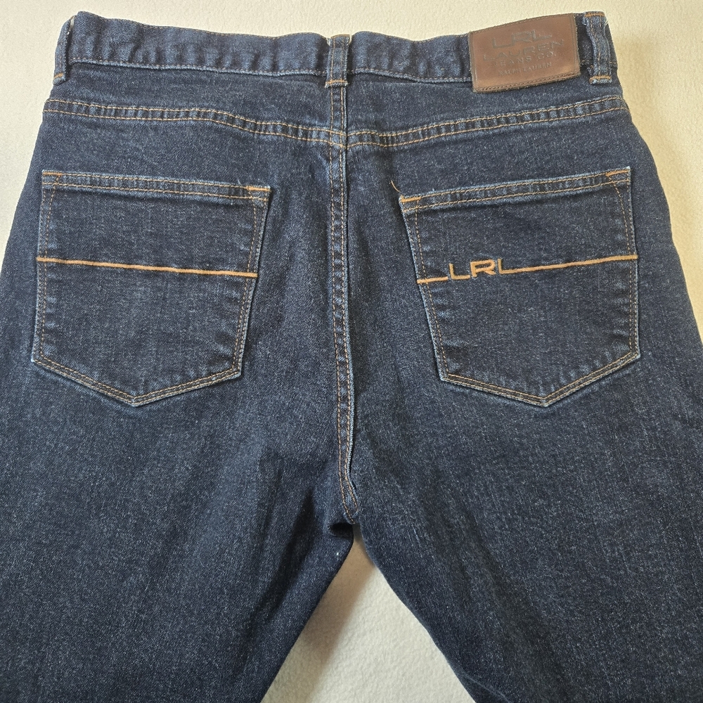 LRL Ralph Lauren Women's Blue Denim Jeans Size 8 Straight Leg Casual Dark